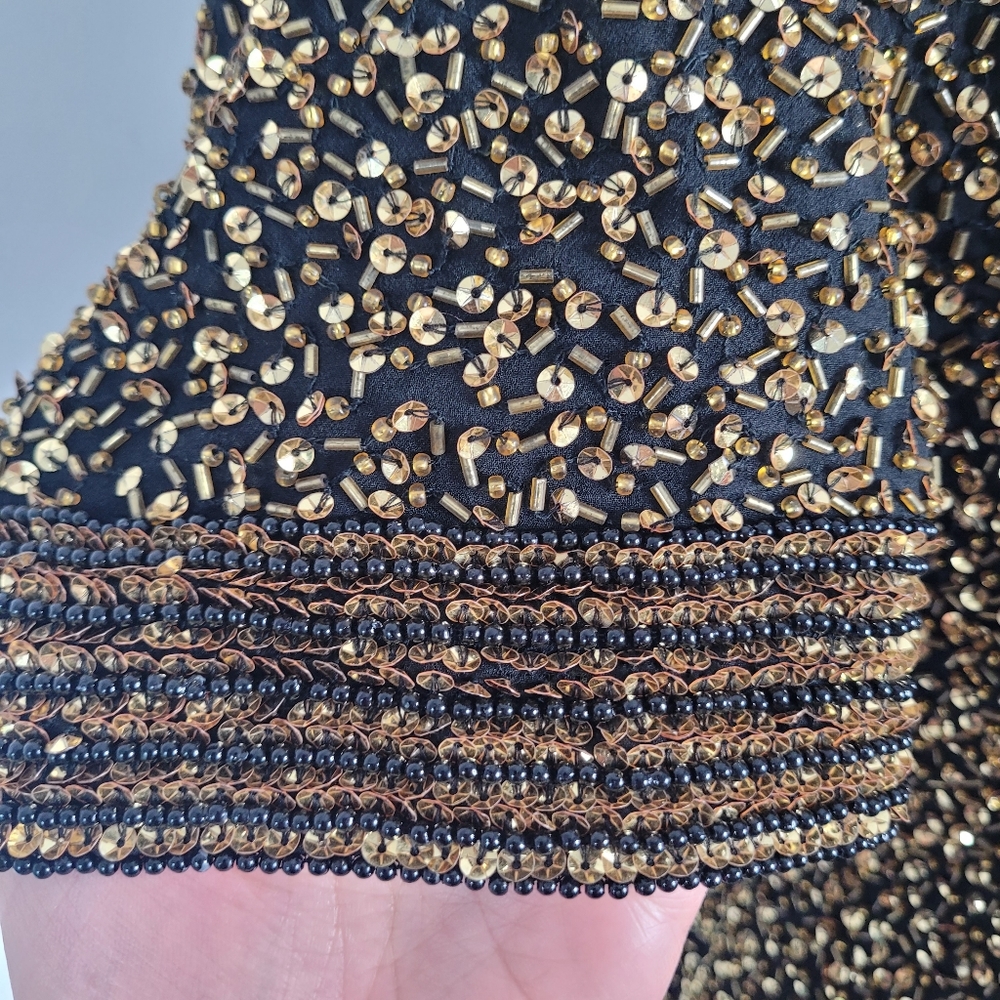 Vintage Niteline 100% silk dress with gold beading in size 10 - Picture 10 of 15